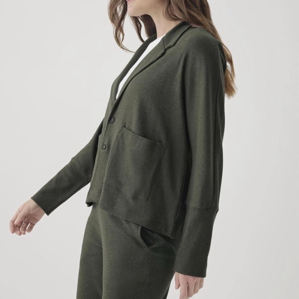 Pact organic cotton relaxed airplane blazer size XL in EVERGREEN HEATHER